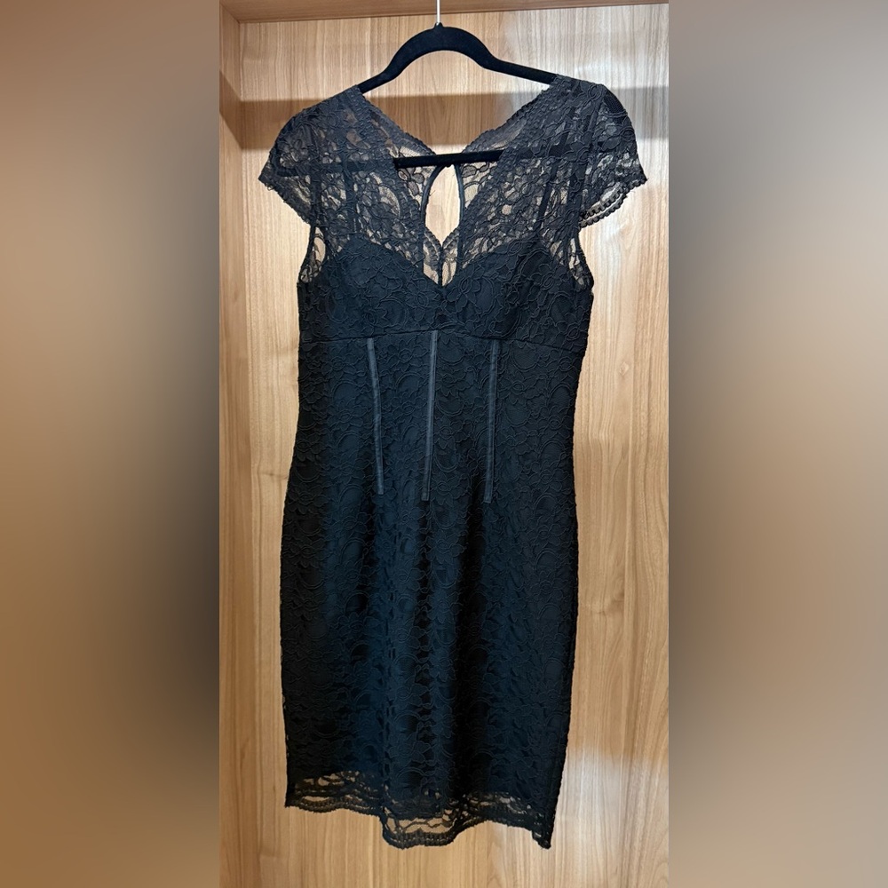 Aidan Mattox Black Lace Gown